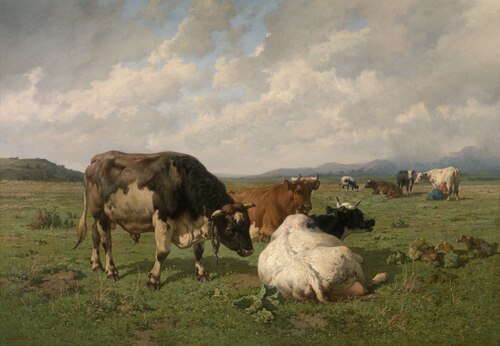 Cattle in the Meadow, 1878, Louis Robbe