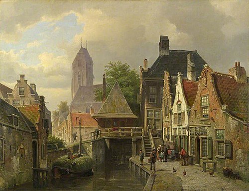 View of Oudewater, 1867, Willem Koekkoek