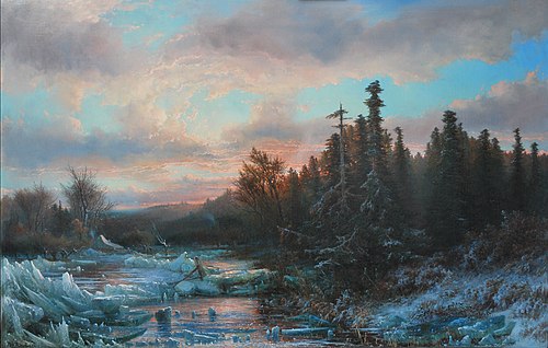 Wintermorgen am Lahn, , Johannes Warnardus Bilders