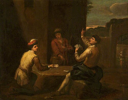 Two Men Playing Cards Outdoors, Watched by a Youth, , Antonio Amorosi