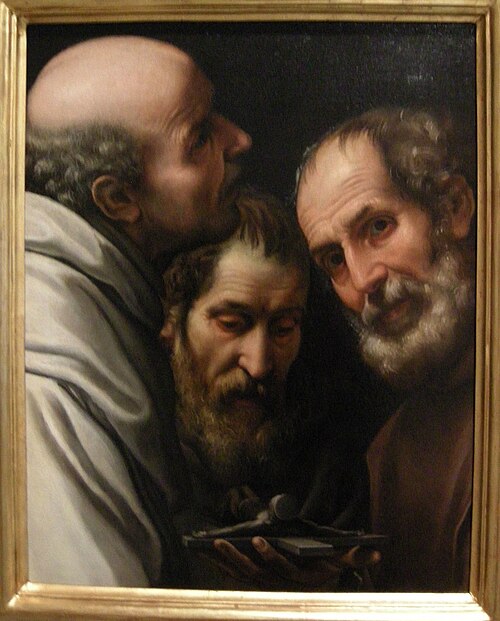 Three Monks in contemplation on the Crucifixion, , Alessandro Tiarini