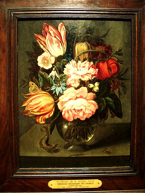 Fleurs dans un vase en verre, 1635, Ambrosius Bosschaert le Jeune