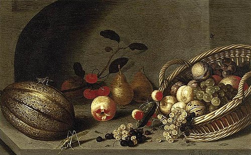 Still-Life of Fruit with a Basket, 1630, Ambrosius Bosschaert le Jeune