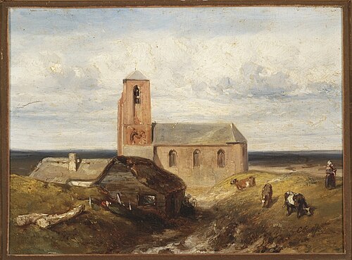 Kerkje in de duinen., 1848, Charles Rochussen