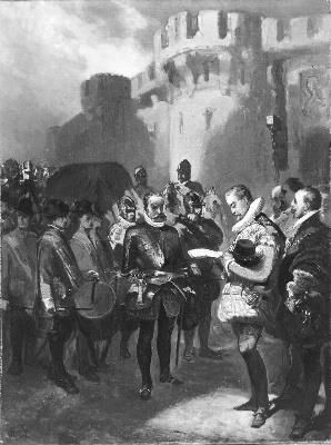 Anno 1597. Prins Maurits geeft het lijk van Varax na de slag bij Turnhout vrij, 1854, Charles Rochussen