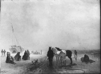Paarden aan het strand, 1863, Charles Rochussen