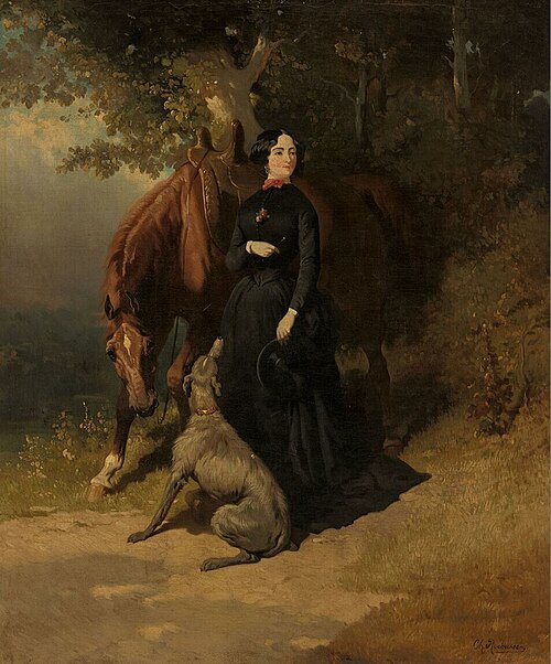 A Horsewoman Standing in a Landscape, 1850, Charles Rochussen