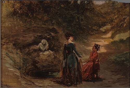 Sand Road with Two Women near a Sculpture, 1850, Charles Rochussen