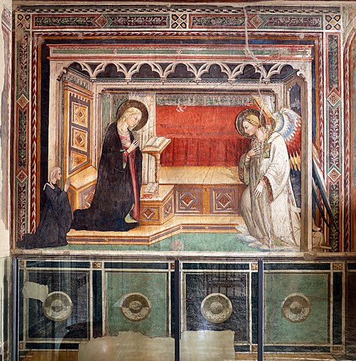 Annunciation with Donors and Saints by Bicci di Lorenzo, 1420, Lorenzo di Bicci