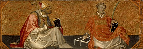 A Bishop Saint and Saint Lawrence, 1404, Gherardo Starnina