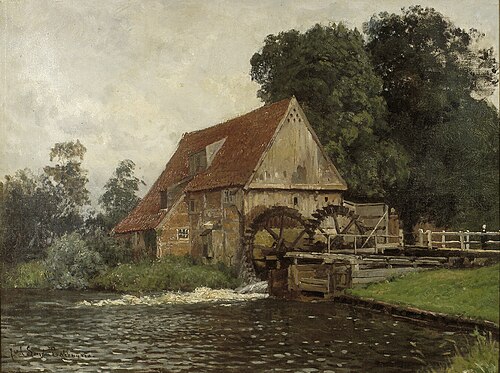 Watermill in Lage, Germany, 1883, Julius Jacobus van de Sande Ba