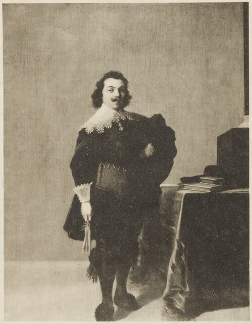 Portrait of a man, full-length, standing by a table in an interior, circa 1635, 1635, Hendrick Pot