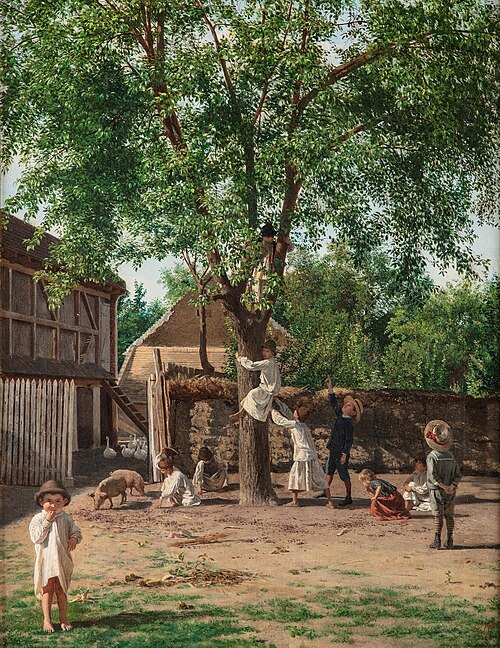 Children under a mulberry (picture), 1887, Uroš Predić