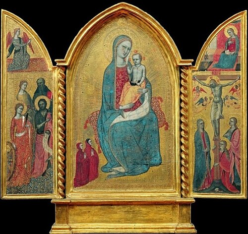 Madonna con Bambino e due donatori, Annunciazione e santi, 1360, Jacopo di Cione