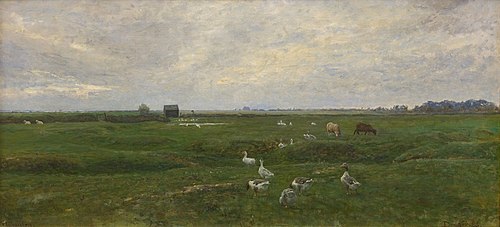 Geese by a Lake. A Storm is Brewing. Dragør, the Island of Amager, 1893, Viggo Johansen