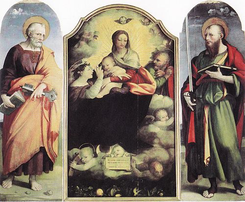 Mystic Marriage of Catharine of Alexandria, Saint Peter, Saint Paul, 1521, Andrea Sabatini