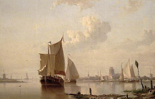 Boats in Harbour, Dordrecht, The Netherlands, 1877, Everhardus Koster