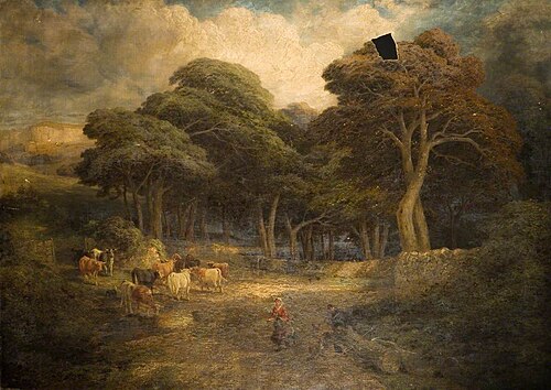 Landscape with Cattle and Women Feeding Hens, 1891, Edward Hargitt