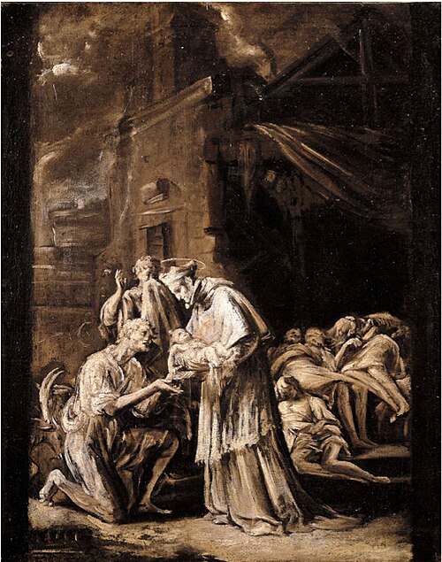 Saint Charles Borromée visitant les pestiférés, 1616, Orazio Borgianni