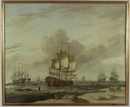 Een eskader walvisvaarders, 1762, Johannes de Blaauw