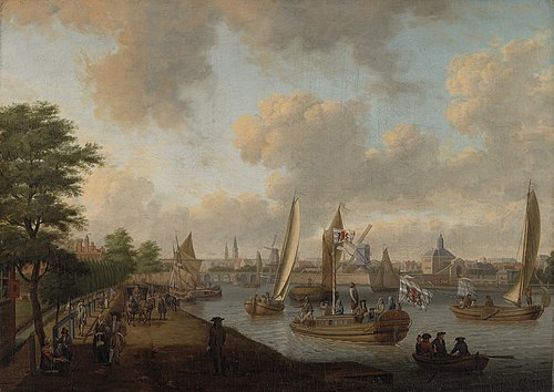 Buiten-Amstel vanaf de herberg de Berebijt gezien, 1810, Abraham Johannes Ruytenschildt