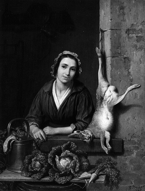 Een meisje met groenten, 1840, Charles Brias