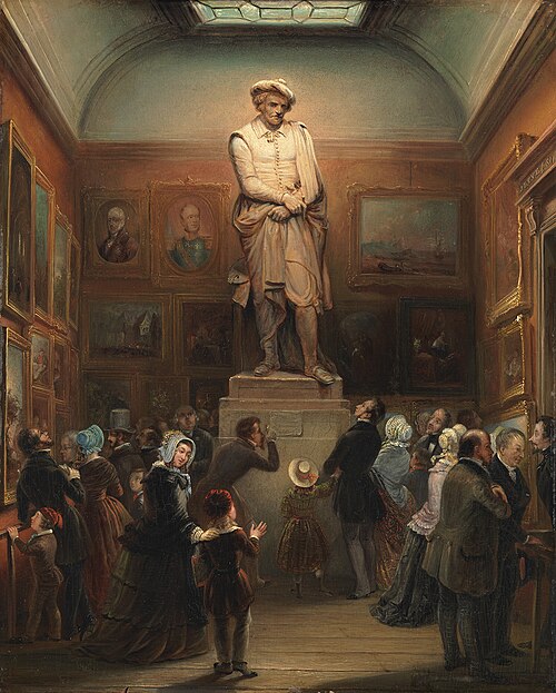 De tentoonstelling van het gipsmodel van het standbeeld van Rembrandt op de tentoonstelling van kuns, 1851, Jan Baptist Tetar van Elven