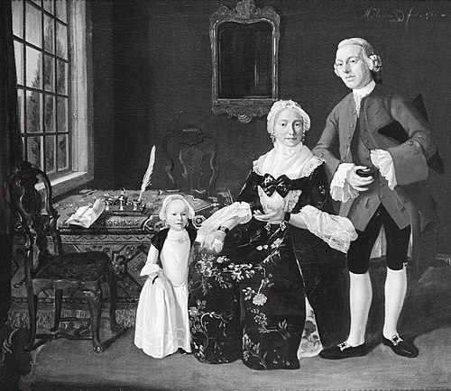 Mr. Nicolaas Faas (1736-1795) with his wife Anna Maria Calkoen (1742-1800) and daughter Antonia (176, 1765, Martinus Houtman