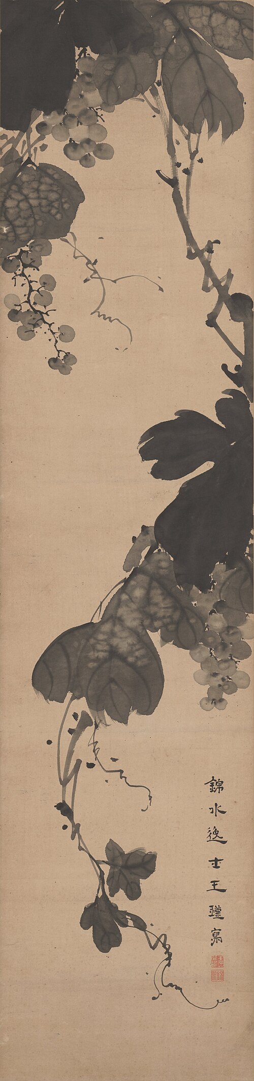 Grape Vines in the Wind, one of two, , Tenryū Dōjin