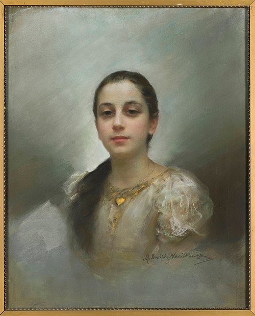 Portret młodej kobiety z wisiorkiem ze złotym serduszkiem, 1892, Maria Nostitz-Wasilkowska