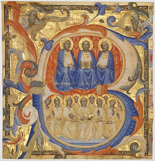 The Trinity in an Initial B, 1387, Master of the Codex Rossiano