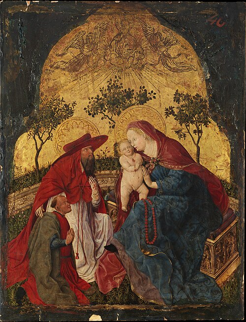 Virgin and Child with a Donor Presented by Saint Jerome, 1450, Master of the Munich Marian Panels