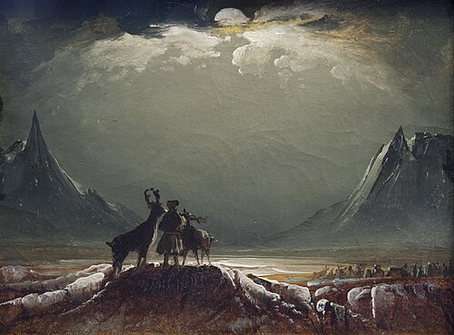 Landskap fra Finnmark med same og reinsdyr, 1850, Peder Balke