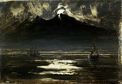 Sailboat in moonlight, , Peder Balke