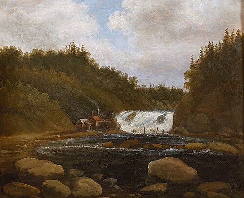 Landskap med sag og fossestryk, 1840, Peder Balke