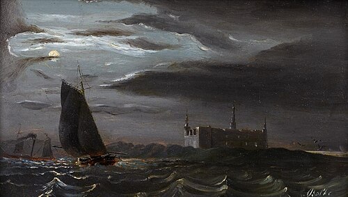 Schloss Kronborg im Mondschein, 1840, Peder Balke