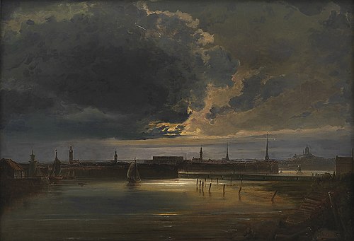 Moonlit View of Stockholm, 1850, Peder Balke