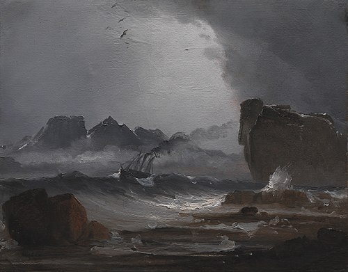 Rough Sea with a Steamer near the Coast of Norway, 1850, Peder Balke