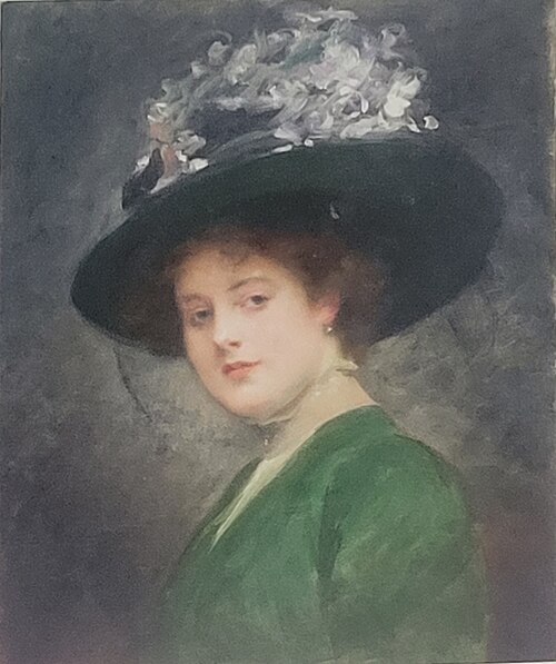 Portrait d'Hortense Bücher coiffée d'un grand chapeau, , Antonin Mercié