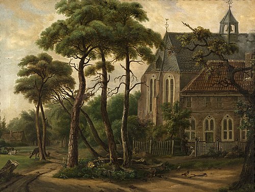 Gezicht op het klooster Ter Apel en omgeving, 1819, Arnold Hendrik Koning