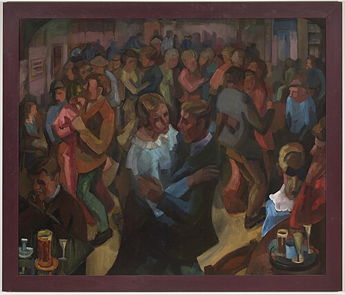 Boerendans, de walsDanszaal in de Rustende Jager te Bergen/ Kermis in de Rustende Jager, 1914, Frans Huysmans