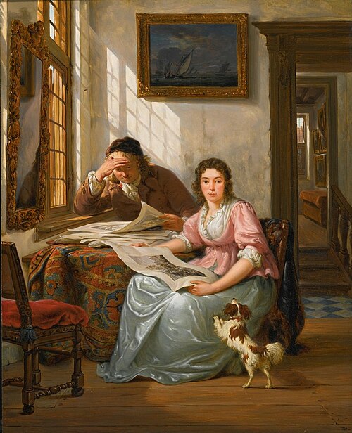 Interior With a Collector and His Wife, , Abraham van Strij