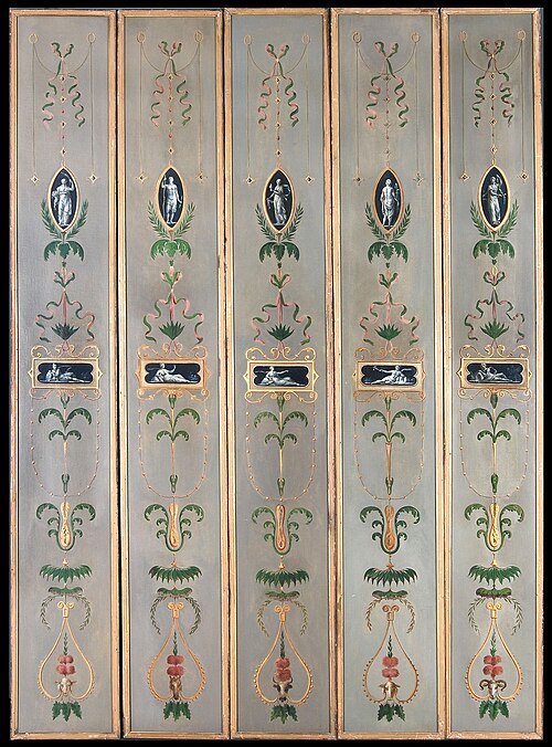 Panelen en een klein paneel uit een kamerbeschildering, , Abraham van Strij