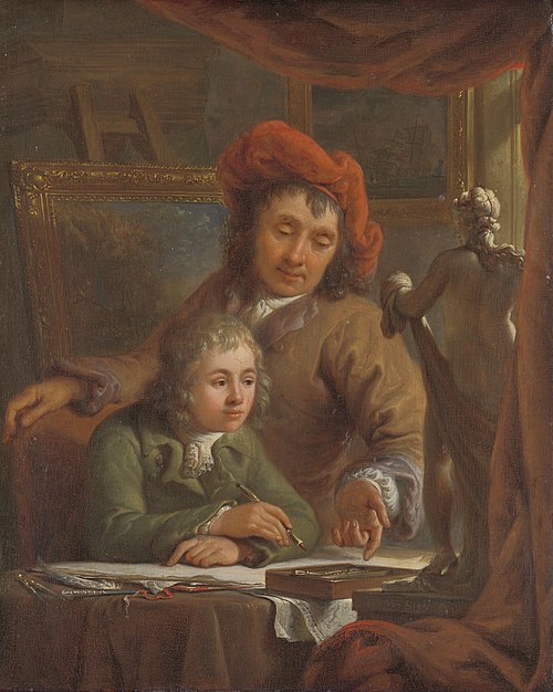 The Drawing Lesson, 1787, Abraham van Strij