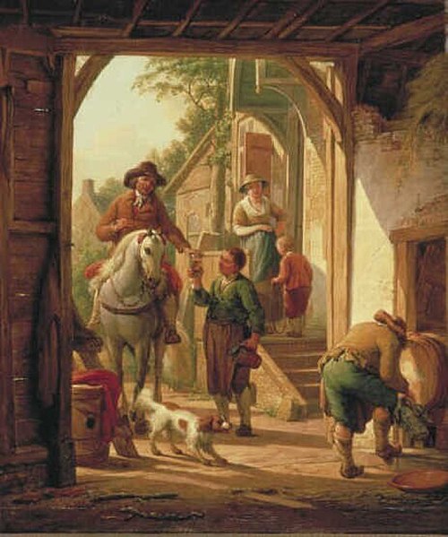 Horseman Resting near a Village Inn, 1823, Abraham van Strij