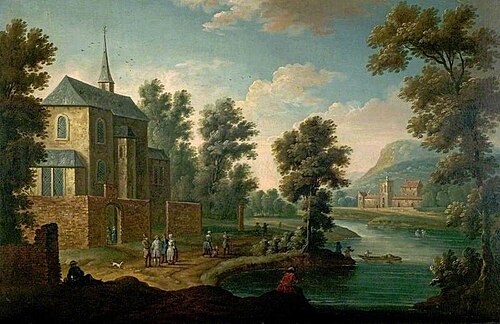 River Scene with a Road by a Church, , Thomas Smith