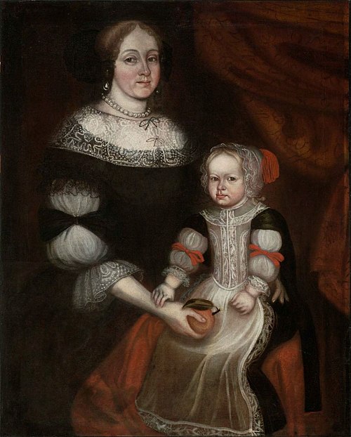 Mrs. Richard Patteshall (Martha Woody) and Child, 1679, Thomas Smith