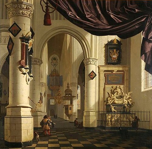L'intérieur de vieille église de Delft., 1660, Cornelis de Man