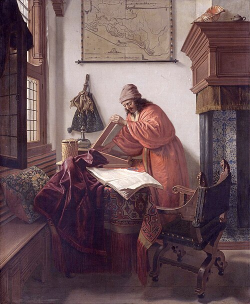 A scholar in his study, 1654, Cornelis de Man