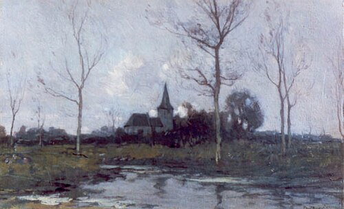 Landschap met dorpskerk, 1892, Paul Bodifée